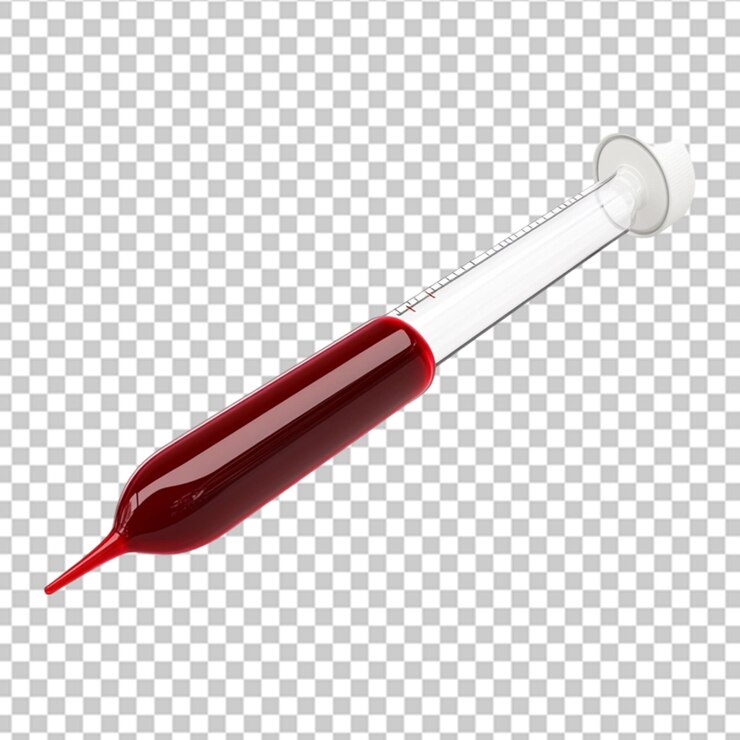 PSD syringe illustration red on transparent background