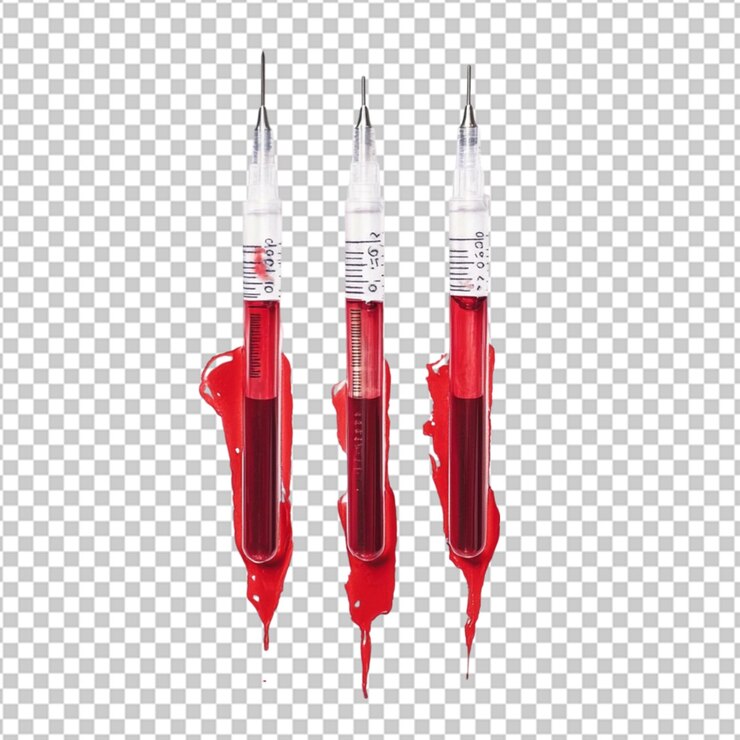 PSD syringe illustration red on transparent background