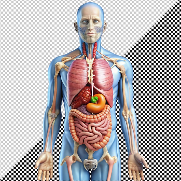 PSD système digestif humain sur un fond transparent