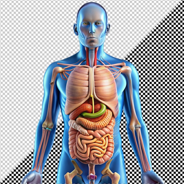 PSD système digestif humain sur un fond transparent