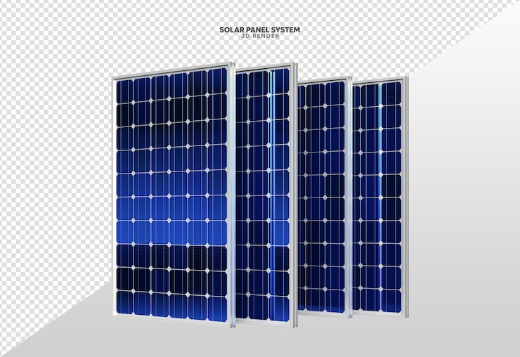 PSD système de panneaux solaires rendu 3d réaliste isolé pour la composition