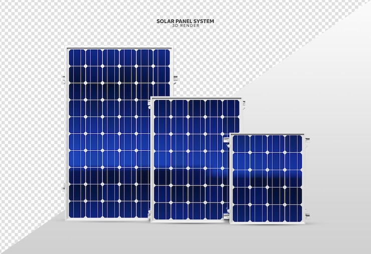 PSD système de panneaux solaires rendu 3d réaliste isolé pour la composition