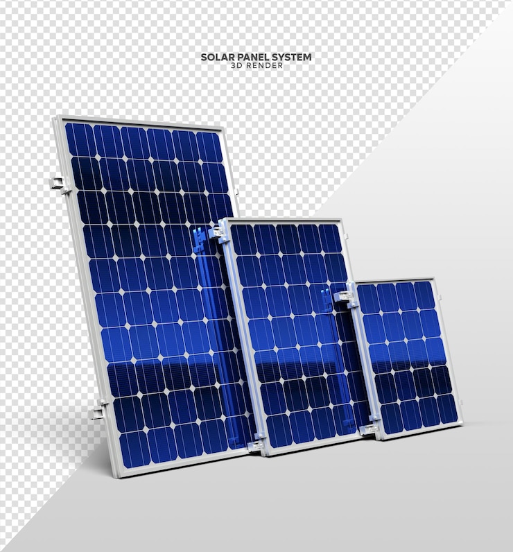 PSD système de panneaux solaires rendu 3d réaliste isolé pour la composition