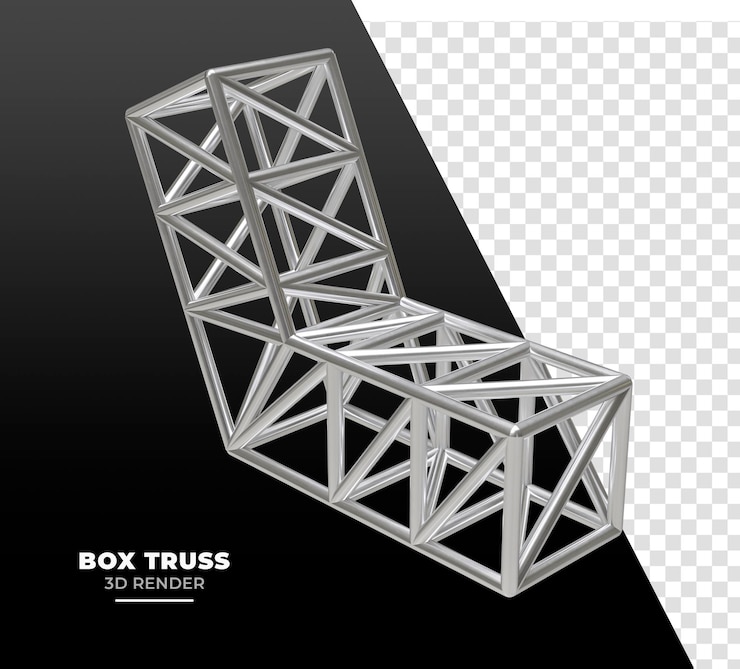 PSD système de treillis métallique en rendu 3d réaliste sur fond transparent
