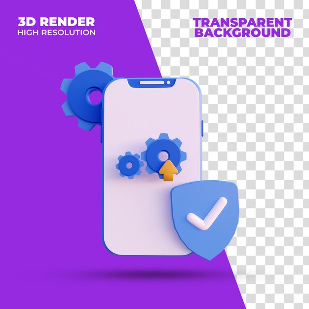 Systemupdate Smartphone 3D-Rendering