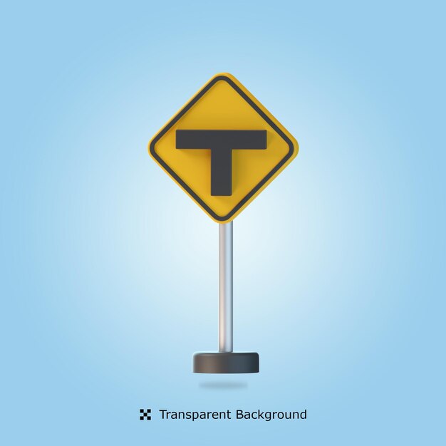 T intersección road sign 3d icono ilustración
