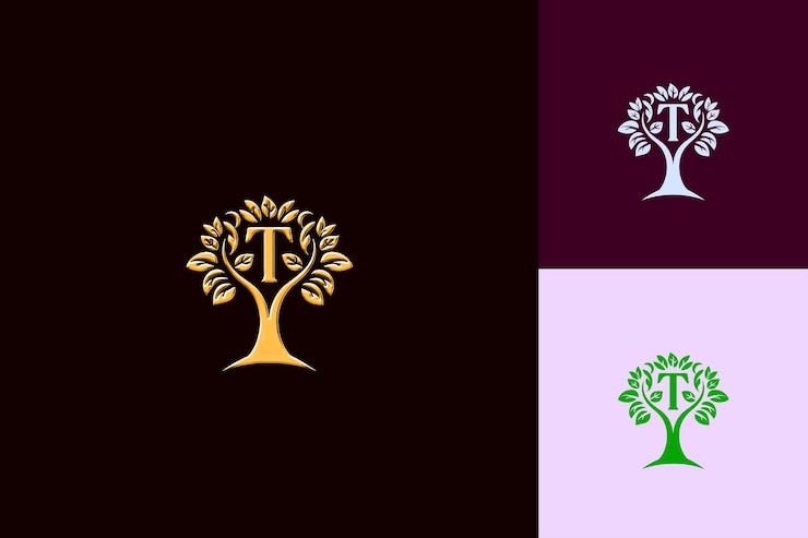 PSD t con letra y símbolo estilo de diseño del logotipo con t en forma de naturaleza colecciones vectoriales abstractas