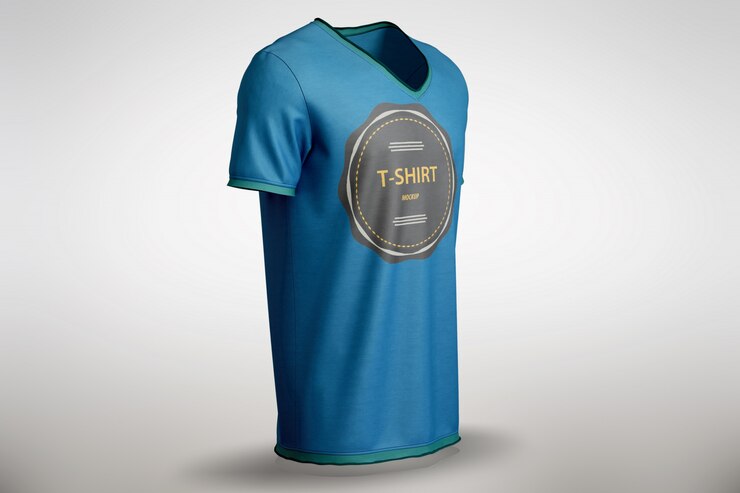 PSD t-shirt azul mock up