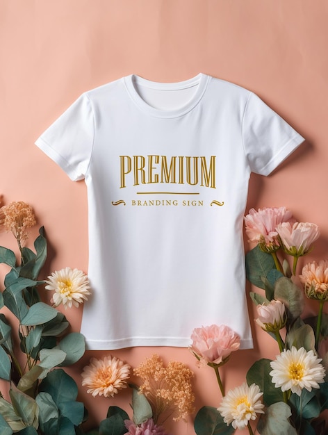 T-shirt bianca mockup design PSD