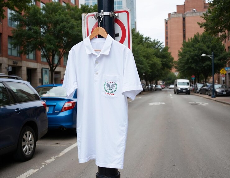 PSD t-shirt branco de tênis polo
