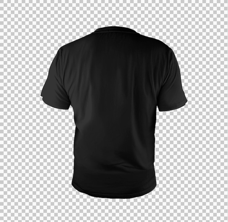 PSD t-shirt com costas pretas isoladas