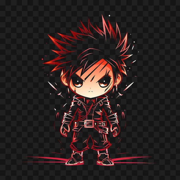 PSD t-shirt conçu par le garçon aventureux de chibi avec des cheveux épineux outfit de pirate eye patc sticker png non bg