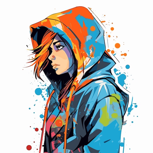 PSD t-shirt design garçon à capuche vêtements colorés illustration de profil aquarelle png psd