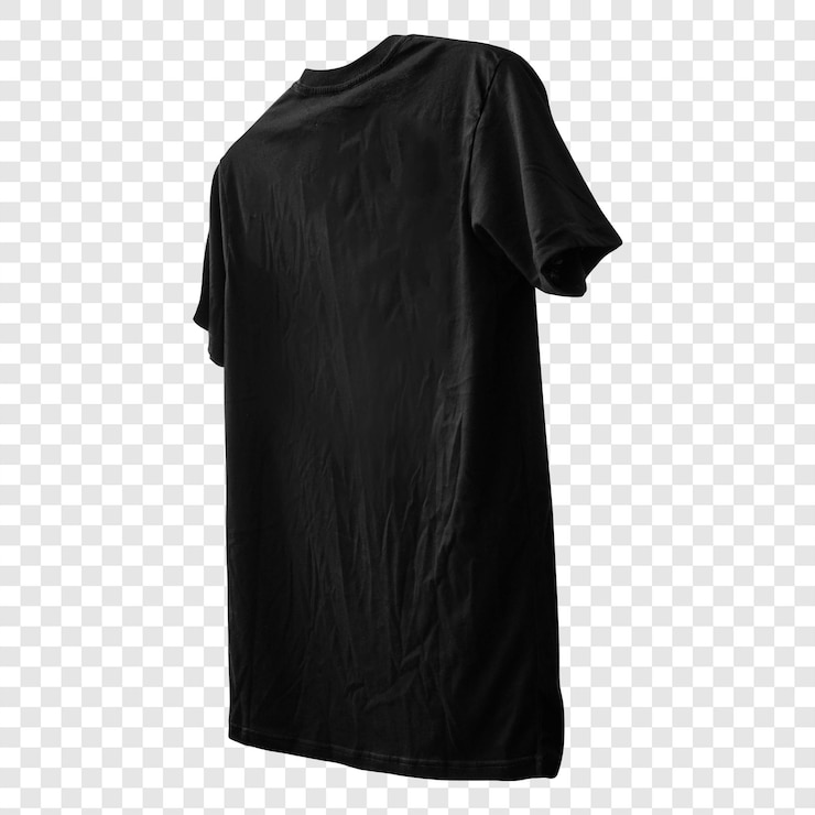 PSD t-shirt em branco cor padrão preto fundo transparente