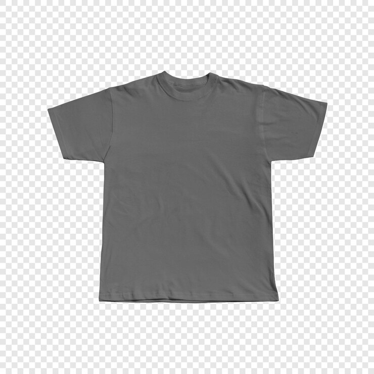 PSD t-shirt em branco padrão de frente cinza de tamanho grande fundo transparente