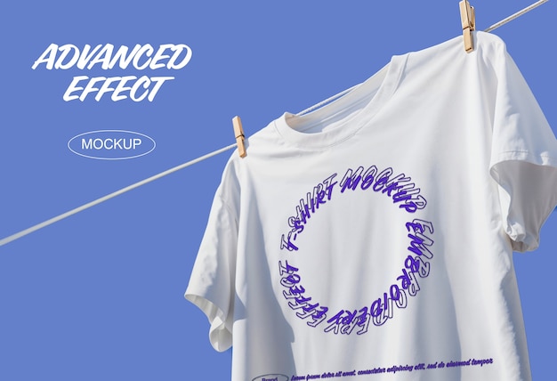 T-shirt em mockup de nuvens