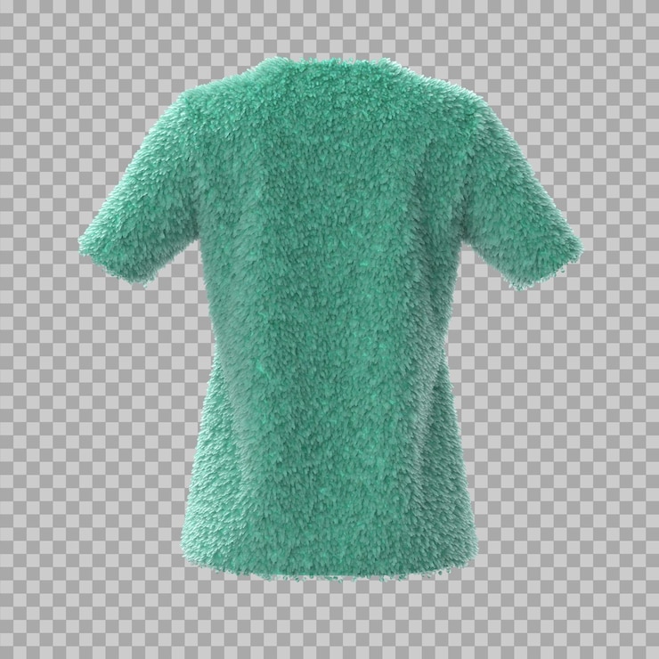 PSD t-shirt fuzzy teal mockup 3d com fundo transparente