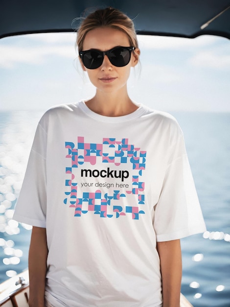 PSD t-shirt mockup tee showcase modelo unisex estética de marca mockup de mercadorias