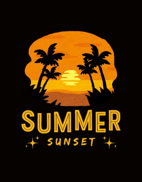 T-shirt noir et jaune pour le coucher du soleil d'été