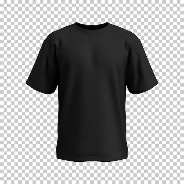 T-shirt Noir Surdimensionné Vue Avant Isolée Sur Un Fond Transparent