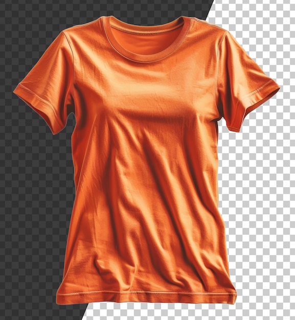 PSD t-shirt orange massif avec un mélange de coton doux sur fond transparent