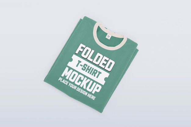 T-Shirt piegato 3D Mockup Green Tee per la presentazione del design