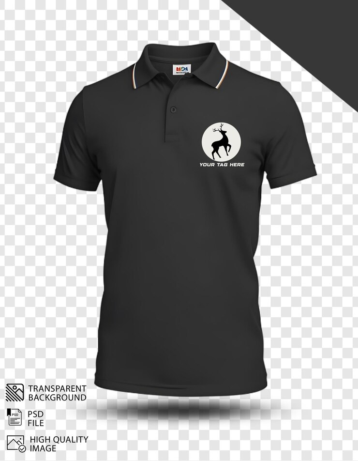 PSD t-shirt polo psd com logotipo de cervo isolado em fundo transparente para cartaz e banner de mídia social