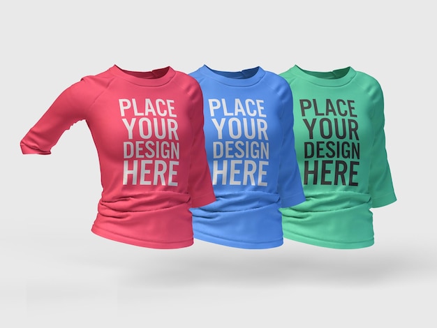 T-shirt pour filles devant 3 couleurs, édition complète, édition facile