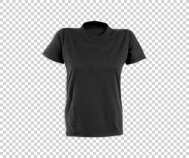 PSD t-shirt preta com fundo transparente