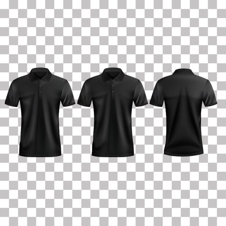 T-shirt preto isolado em fundo transparente