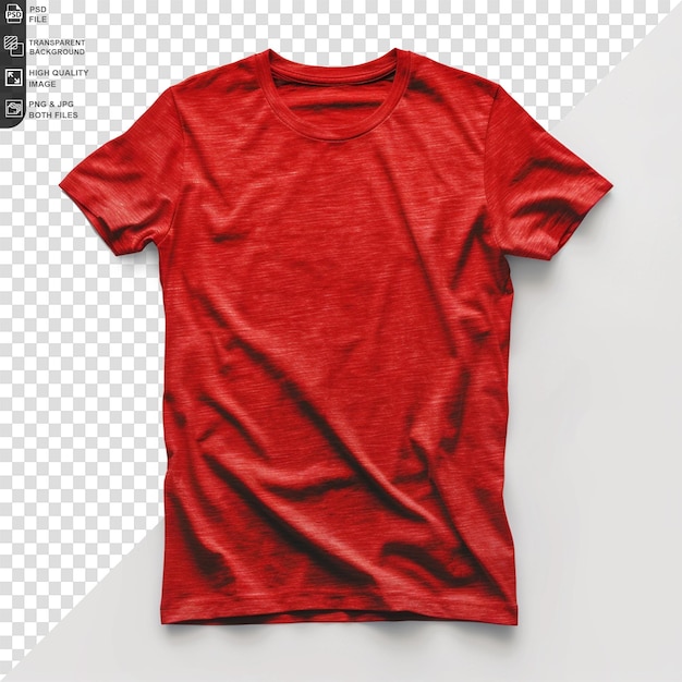 PSD t-shirt rouge vue avant mockup image png