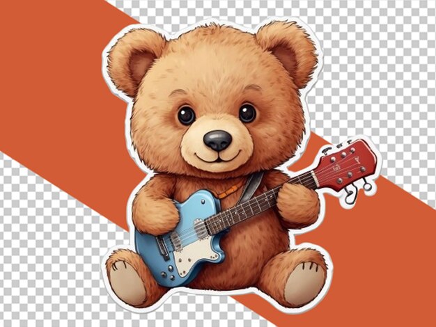 PSD t-shirt vecteur bébé ours avec petite guitare