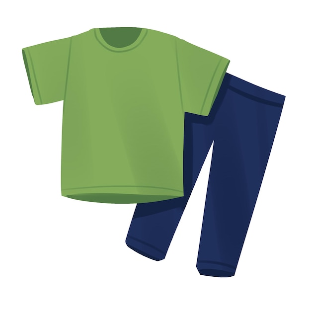 T-shirt verde e calças azuis para crianças
