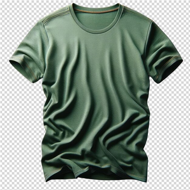 PSD un t-shirt vert avec un dessin vert est représenté sur un fond transparent