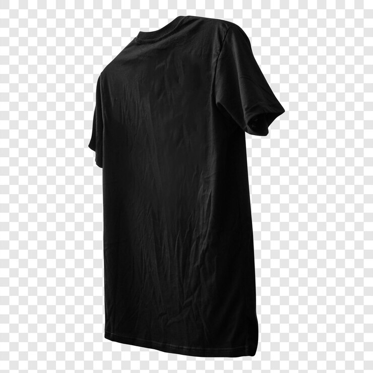 PSD t-shirt vuota colore modello nero sfondo trasparente