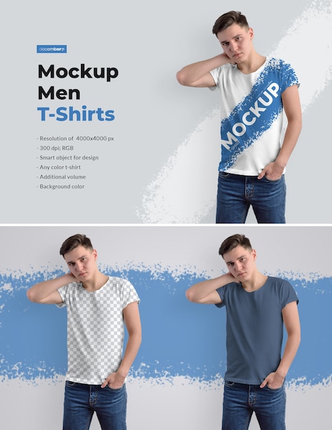 T-shirts de mockups masculinos