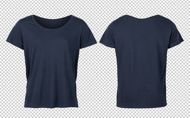 T-shirts femme bleu profond maquette avant et arrière