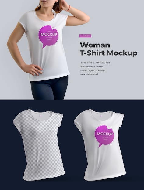 T-shirts mock-up para senhora