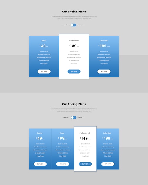 PSD tabela de preços mínimos para a web