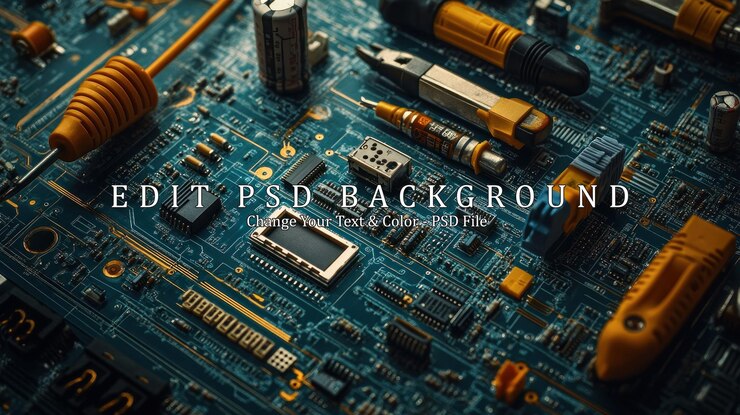 PSD tabella di circuito con utensili e componenti