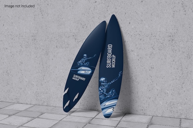 Tabella di modello di tavola da surf con colore di sfondo concreto