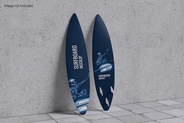 Tabella di modello di tavola da surf con colore di sfondo concreto