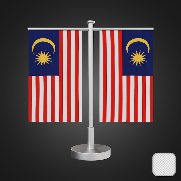 Tabelle mit fahnen malaysia 3d-illustration
