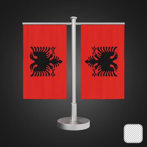 PSD tabla con banderas de albania ilustración en 3d