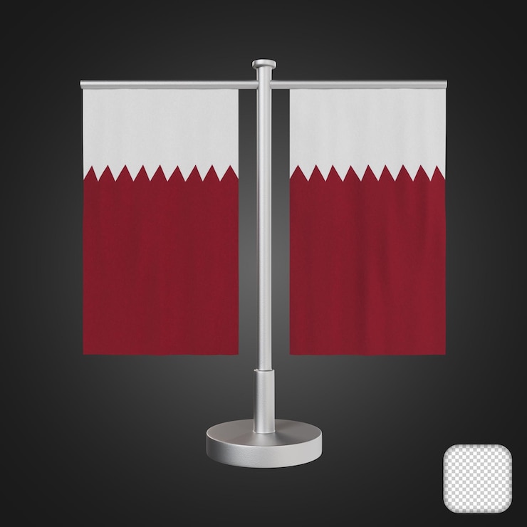 PSD tabla con banderas de qatar ilustración en 3d