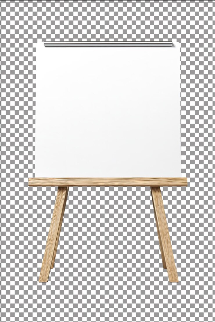 Tabla blanca en blanco en el soporte Superficie de escritura limpia Hiperrealista Plano blanco aislado Transparente Ba