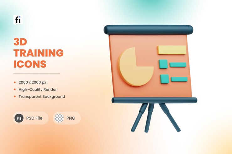 PSD tabla blanca de capacitación en el trabajo de ilustración 3d