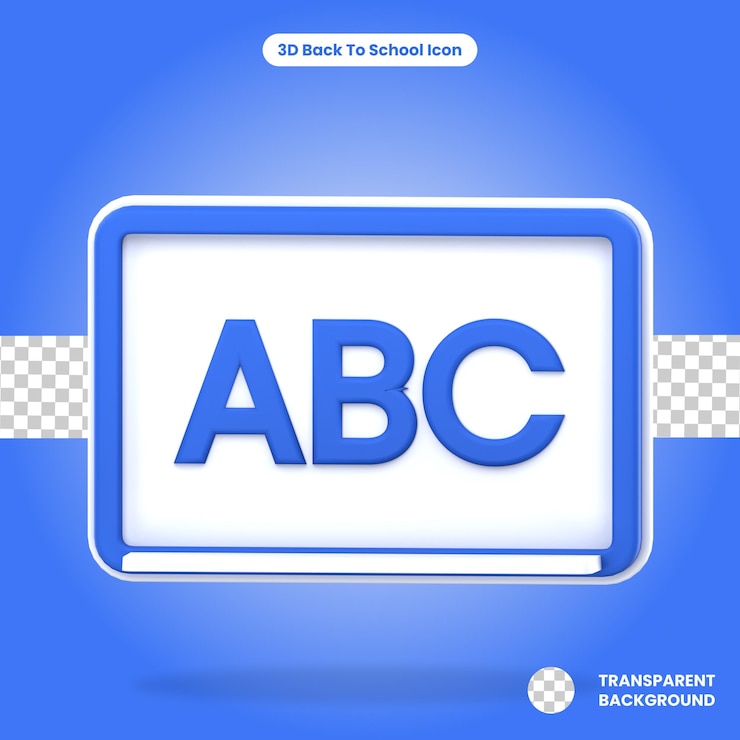 PSD tabla blanca renderizada en 3d aislada en el fondo transparente