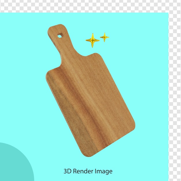 Tabla de cortar de madera cocina icono 3d renderizado