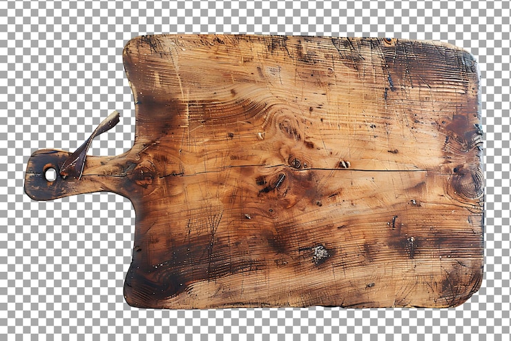 PSD tabla de corte de madera png aislada sobre un fondo transparente
